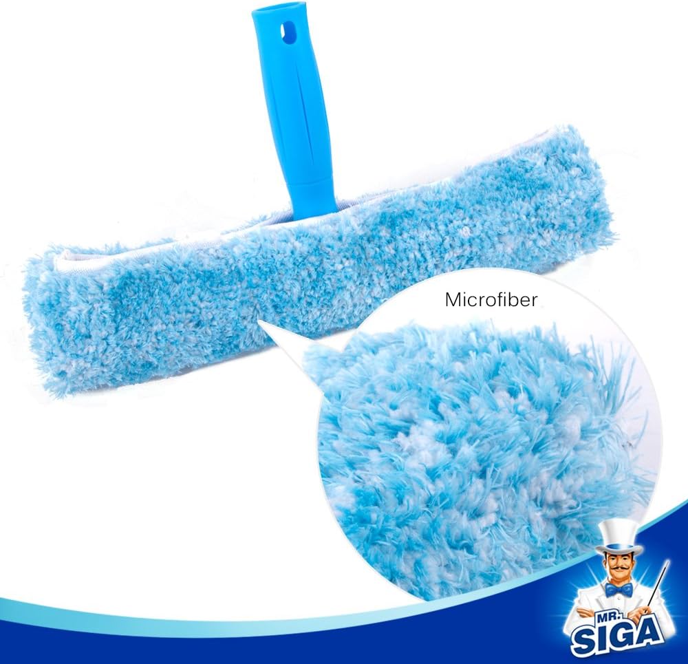 MR.SIGA Professional Window Cleaning Combo - Squeegee & Microfiber Window Scrubber, 14"
