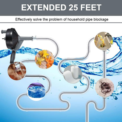 Drain Auger, Clog Remover with Drill Adapter, 25 Feet Flexible Plumbing Snake Use Manually or Powered for Kitchen, Bathroom and Shower Sink, Comes with Gloves (orange)
