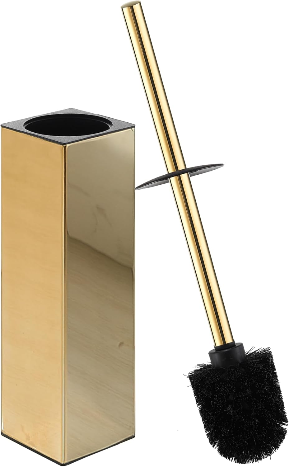 BGL Square Toilet Brush with Holder,Stainless Steel Rubber Painted Toilet Bowl Brush and Holder for Bathroom,2 Cleaner Brush Heads,Brushed Nickel