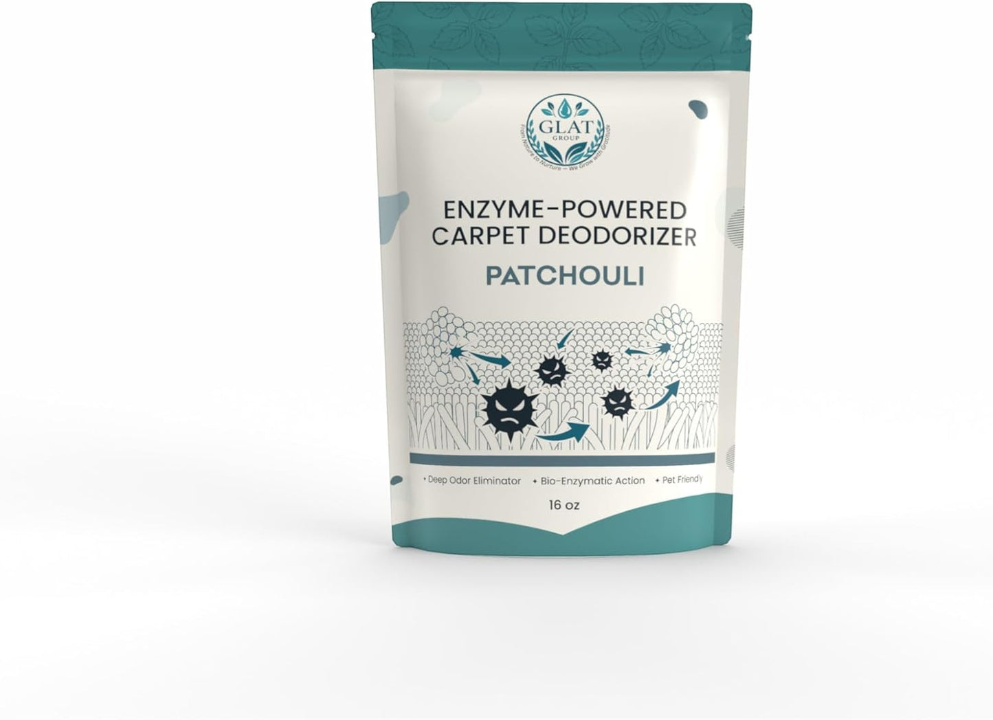 Enzyme-Powered Carpet Deodorizer (Powder) - Patchouli | Natural Pet Odor Eliminator | Bio-Enzymatic Formula, Premium Performance, Eco Friendly | 16 oz