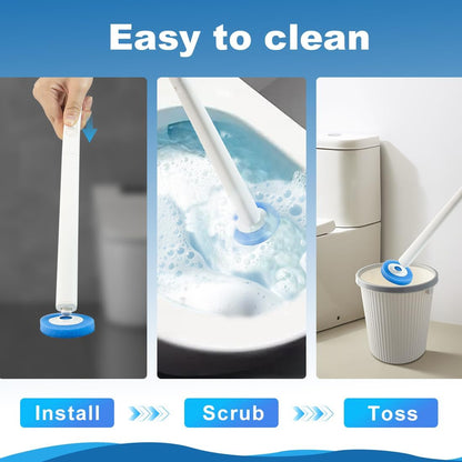 CQT Disposable Toilet Bowl Brush with Toilet Wand 20 Refill Heads, Toilet Bowl Cleaner Wands,Toilet Cleaning System Starter Kit(Wand+20 Refills)