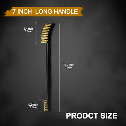 10 Pack 7Inch Double-Ended Gun Cleaning Brushes, Brass Wire Brush Set for Carbon & Copper Residues, All Purpose Metal Cleaning Kit with Nylon Handle