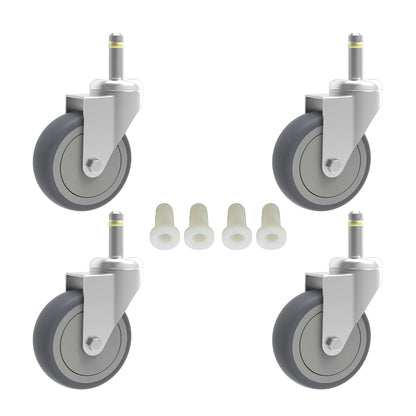 RILIDRI 3-Inch Swivel Stem Caster for Rubbermaid Mop Bucket Utility Cart, 7/16-Inch Stem Diameter Rubber Wheel Set of 4, Heavy Duty TPR Weber Grills Shop Vac Replacement Wheels