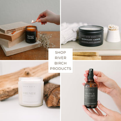 River Birch Luxury Linen and Room Spray - Home Signature Scent Balsam and Cedar Room Fragrance Spray - Fragrant Fresh Linen Air Freshener For Bedding - Handmade in Texas - 4 oz Glass Amber Bottle