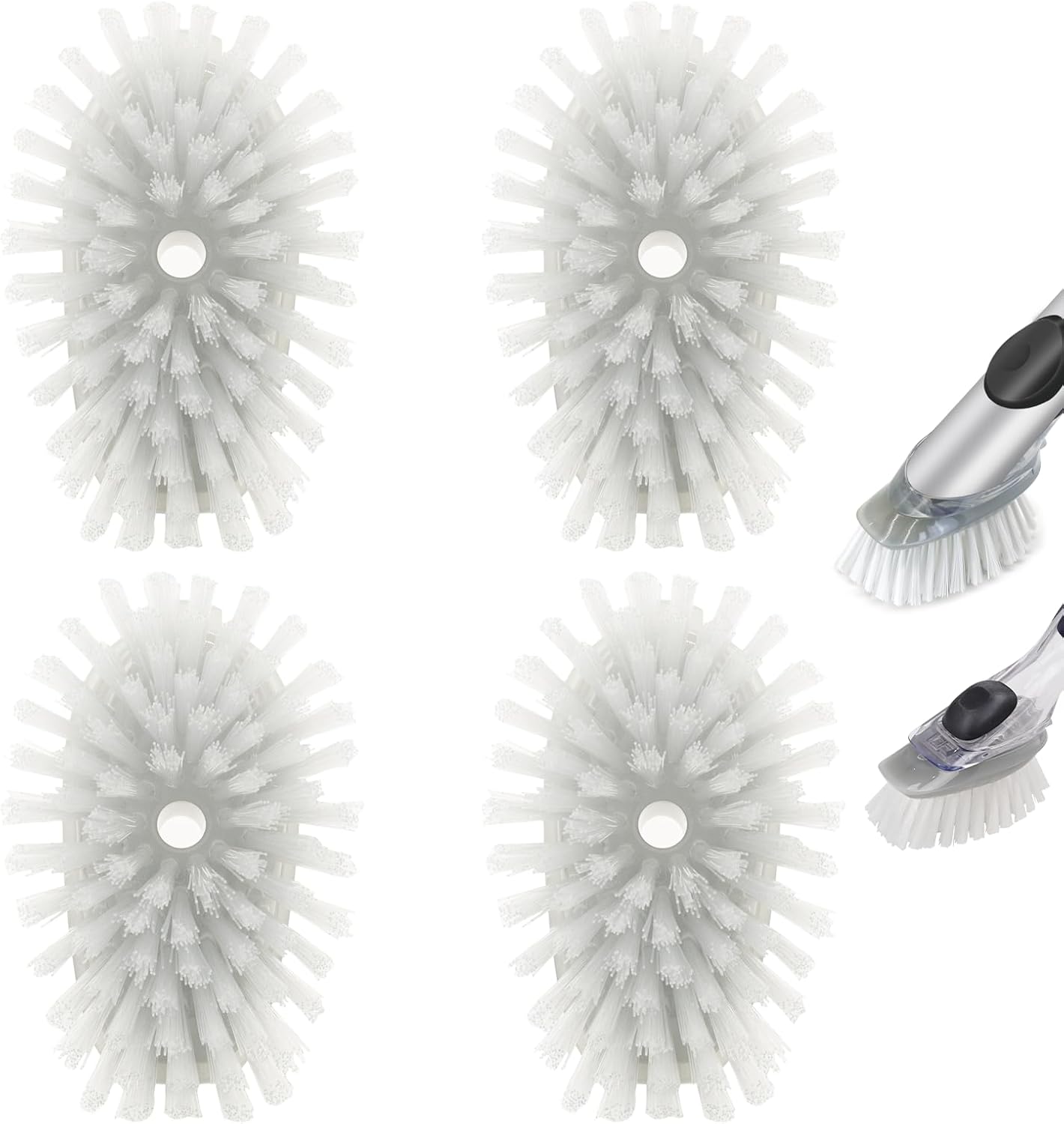 Brush Refills for OXO Dish Brush - 4 Pack Dish Brush Cleaning Soap Dispensing Head Replacement for Scrubber(Grey)