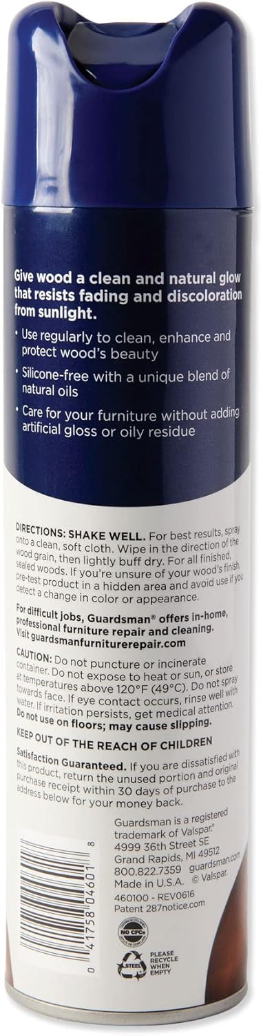 Guardsman Anytime Clean & Polish Wood Cleaner & Furniture Polish for Cabinets, Tables, and Other Wood Surfaces, Spray Bottle, Lemon Fresh, 16 Fluid Ounces