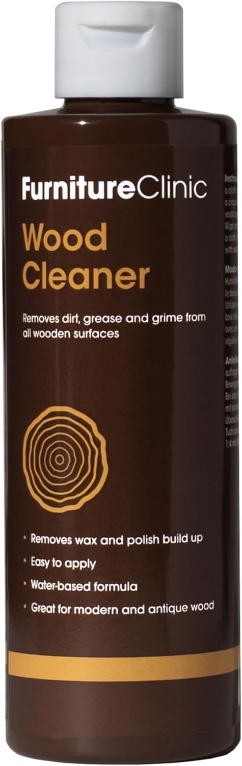 Furniture Clinic Wood Cleaner | Cleans Furniture, Shelves, Tables, Barstools, Cabinets & Other Wood Surfaces | Easily Remove Build Up, Grease and Dust | 8.5oz/250ml