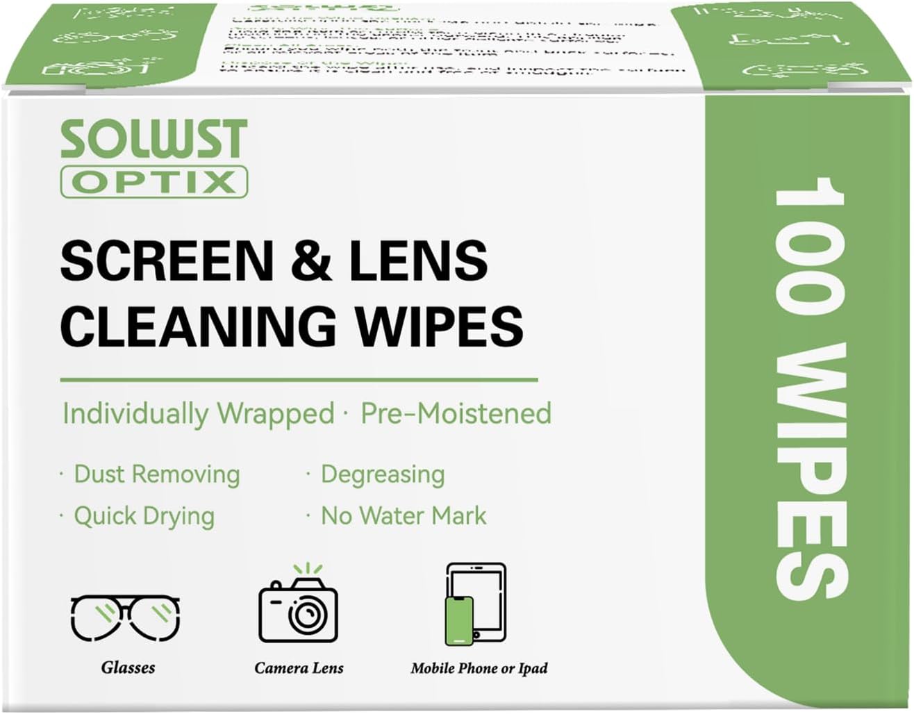 Optix Lens Cleaning Wipes - 300 Pre-Moistened, Individually Wrapped Wipes for Eyeglasses, Camera Lenses, Tablets, Phones, Computer Screens, and Other Surfaces