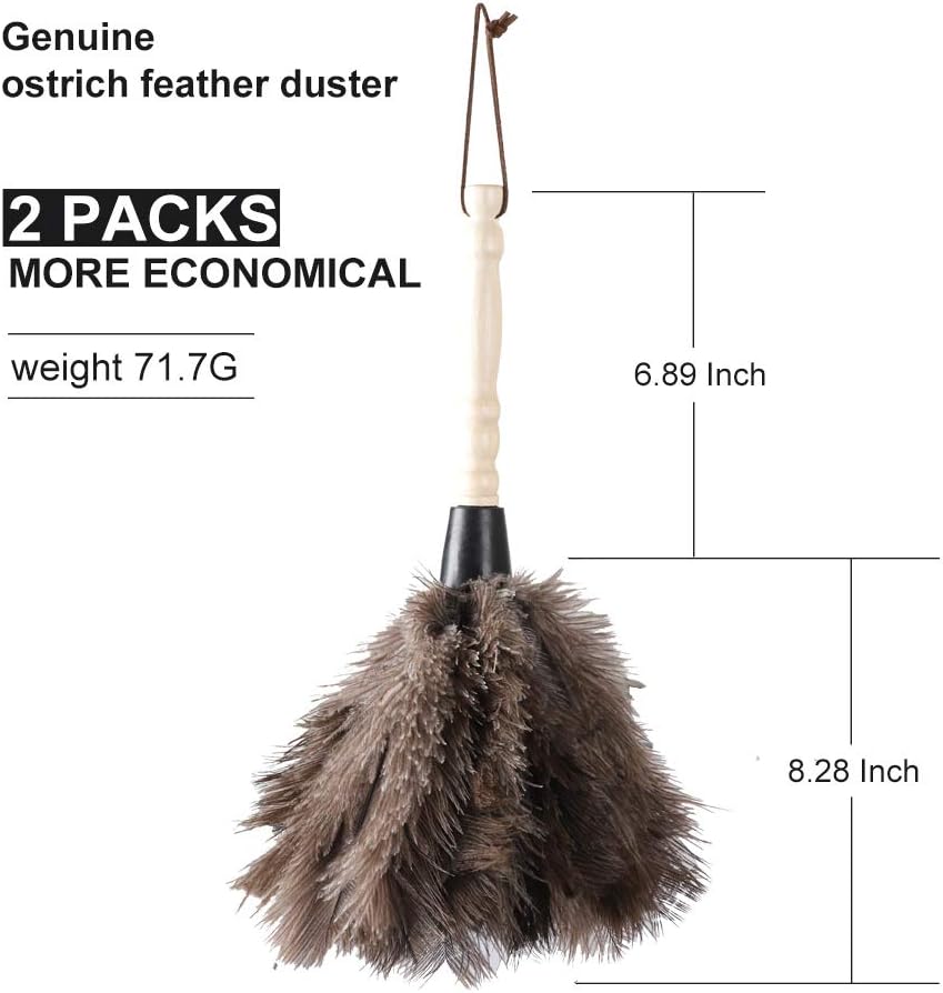 Midoneat Natural Black Ostrich Feather Duster,2 Packs,Car Duster Interior/Exterior Cleaner, Cleaning for Blinds Kitchen Keyboard Office, Smart and Soft and Fluffy (Black)