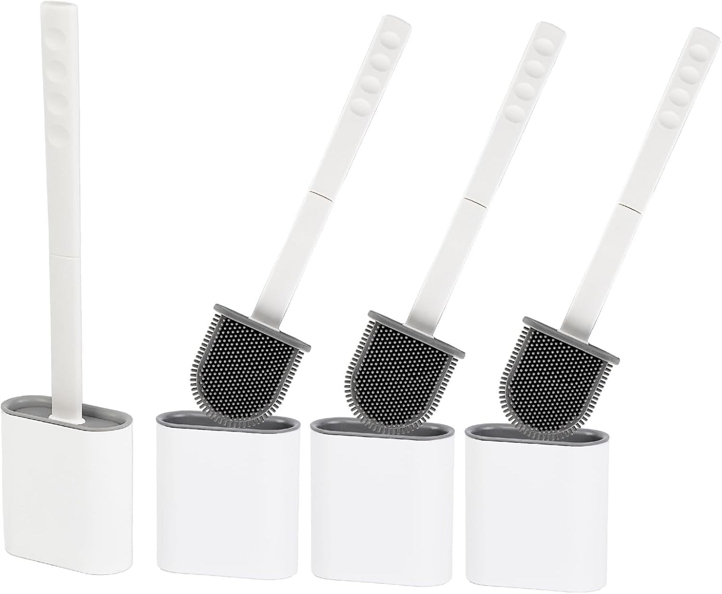 Modern Minimalist Silicone Black Toilet Brush with Holder - Pack of 2 Toilet Bowl Brush Set - Self-Cleaning & Splash-Free, Easy-Rinse Design with Wall Mounted Holder Bathroom Accessory.