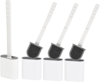 Modern Minimalist Silicone Black Toilet Brush with Holder - Pack of 2 Toilet Bowl Brush Set - Self-Cleaning & Splash-Free, Easy-Rinse Design with Wall Mounted Holder Bathroom Accessory.