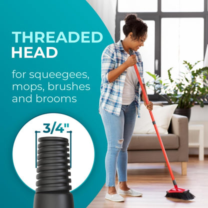 HeloMorSqueegee Broom Scrubbing Brush with Telescopic Long Handle for Garage, Patio, Deck, Tile and Shower (16 Inch (3 Pack))