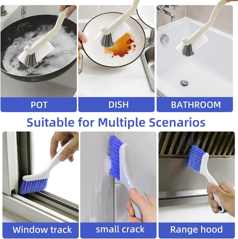 8 PCS Curved Crevice Cleaning Brush, Flexible Sink Faucet Cleaning Brush, Hard Bristle Scrub Brush for Grout, Small Scrub Brush for Cleaning Sink Scrub Brush, Window Track Gas Stove Corner Grout