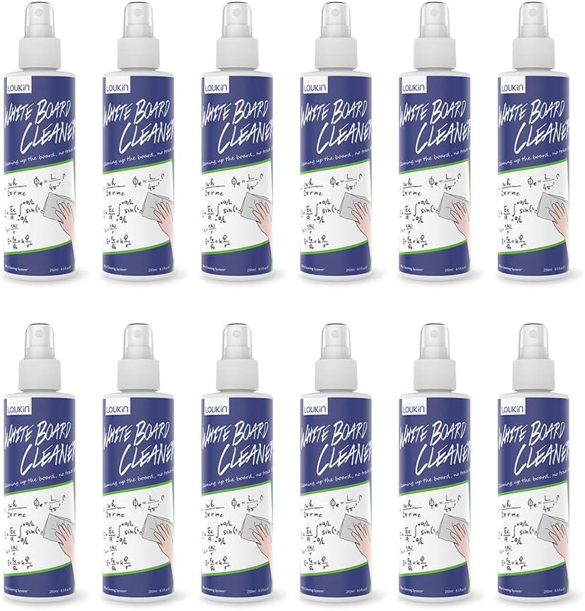 loukin Non-Toxic Whiteboard Cleaner, 8.5 fl oz Dry Erase Board Cleaner, Whiteboard Cleaning Spray with Cloth, Removes Stubborn Marks from Whiteboards