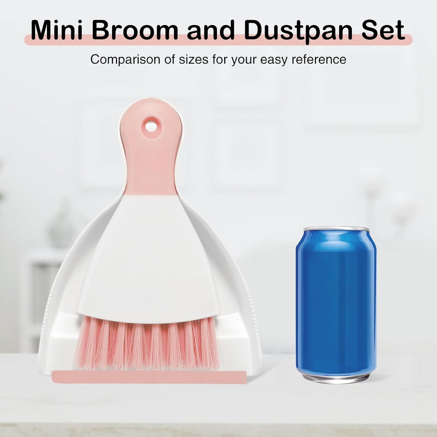 NACENA Mini Dustpan and Brush Set 2 Pack, Small Broom and Dustpan Set Dust Pan and Mini Hand Broom Dustpan and Broom Combo Compact for Home Table Keyboards Sofa Kitchen, Blue