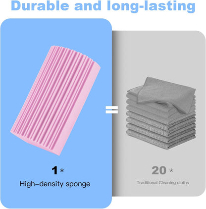 2-Pack Damp Duster Sponge for Clean, Magic Sponge Eraser Baseboard Cleaner Tool, Dusters for Cleaning Blinds, Glass, Vents, Railings, Mirrors,Window Track Grooves and Faucets