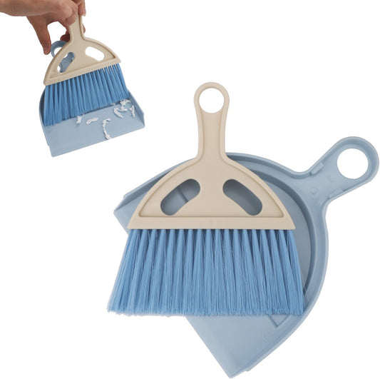 Mini Dustpan and Brush Set Portable Small Broom with Dust Pan Handheld Hangable Whisk Broom and Dust Pan for Home, Kitchen, Table, Office, Car 1 Pcs (Green)