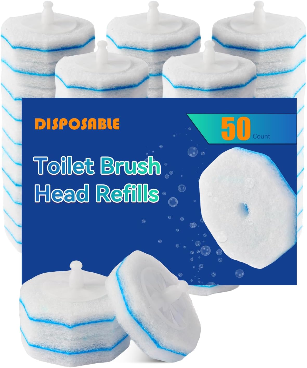 50count Wand Refills, Disposable Toilet Brush Heads for Cloro x Toilet Wand
