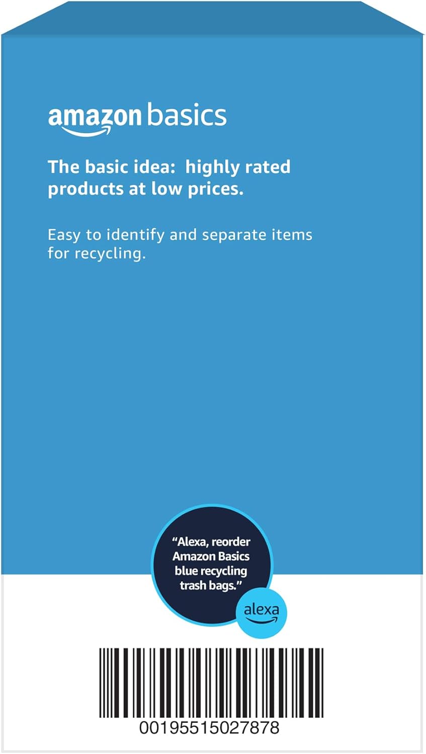 Amazon Basics Blue Recycling Trash Bags, Unscented, 13 Gallon, 60 count (Pack of 2)