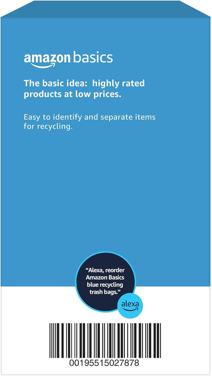 Amazon Basics Blue Recycling Trash Bags, Unscented, 13 Gallon, 60 count (Pack of 2)