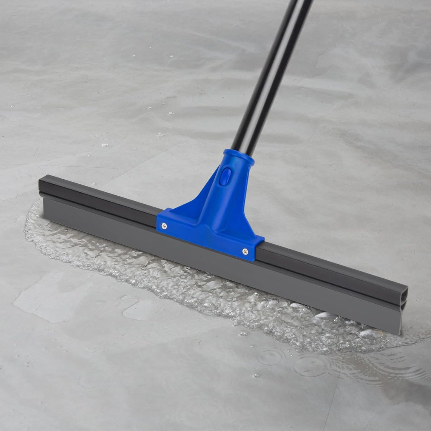 Squeegee Broom for Floor, 18'' Heavy Duty Rubber Wiper with 60'' Long Handle for Bathroom Tile, Garage Concrete, Deck, Shower Glass, Window Cleaning