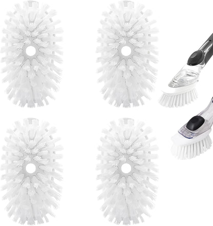 Brush Refills for OXO Dish Brush - 4 Pack Dish Brush Cleaning Soap Dispensing Head Replacement for Scrubber (White)