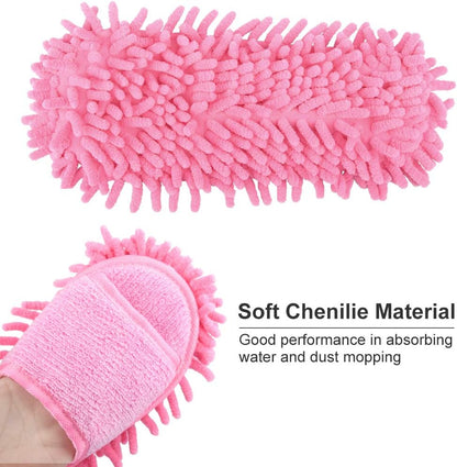 Microfiber Slippers Floor Cleaning Mop Men and Women House Dusting Slippers Floor Cleaning Tool (pink)