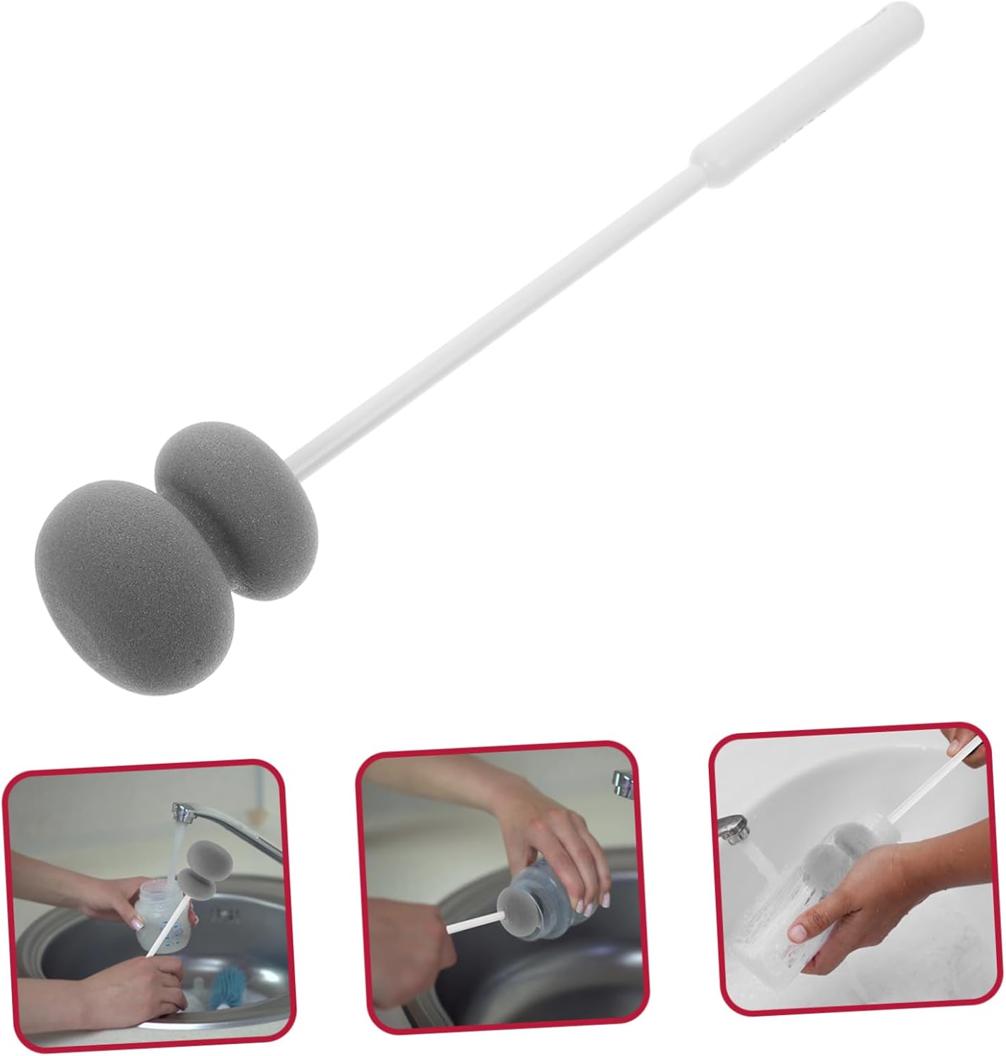 Melamine Sponge Bottle Brush Cleaner Tub Scrubber Soft Cleaning Brush for Cup Long Handle