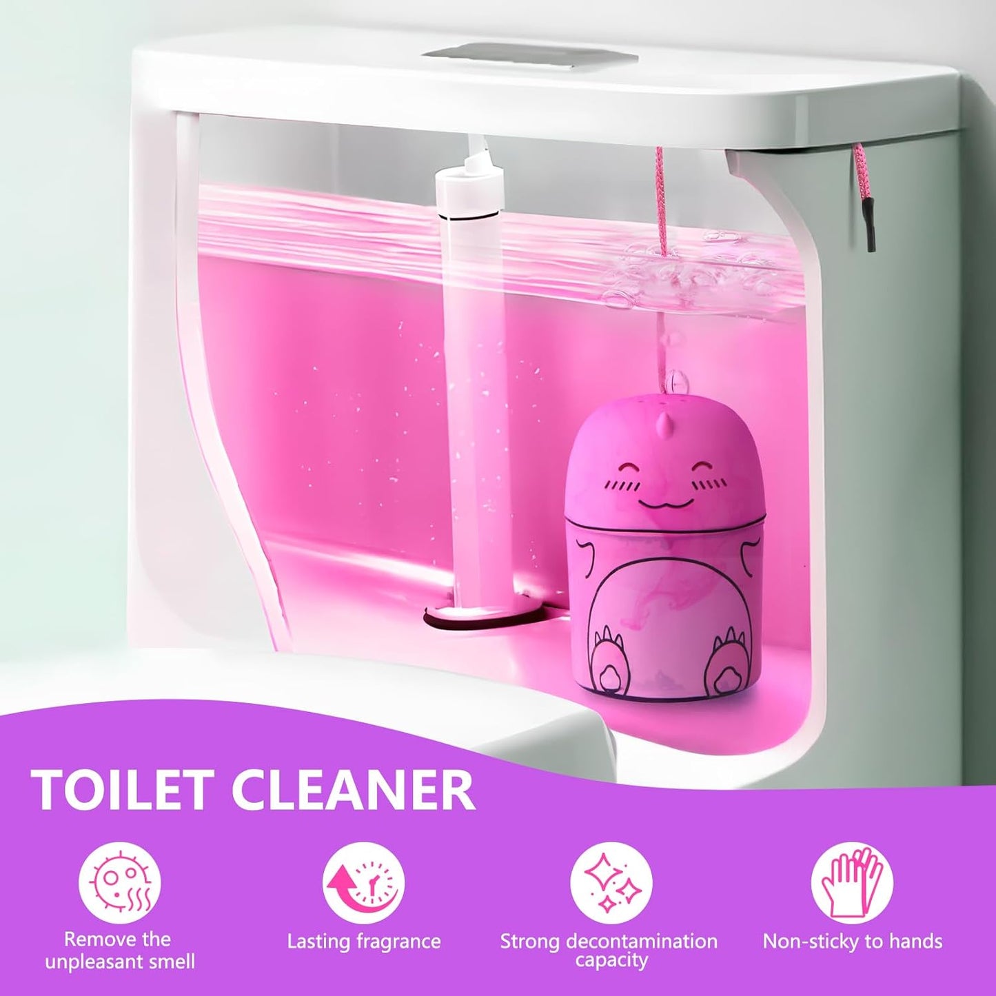Toilet Bowl Cleaners Bottle Bathroom Toliet Bowl Cleaner with Fresh Jasmine Scent Cute Dinosaur Shaped Toilet Tank Cleaner (Green)