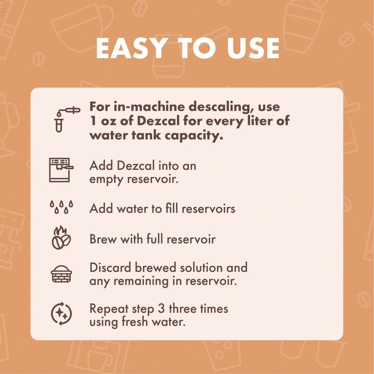 Urnex Liquid Dezcal Activated Descaling Solution - 33.6 Ounce (8 Uses) - For Use With Keurig 1.0/2.0, Home Coffee and Espresso Machines, Kettles, Garment Steamers