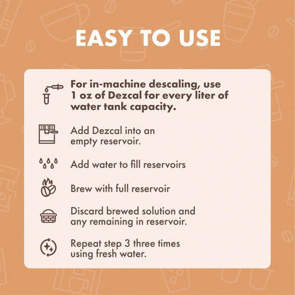 Urnex Liquid Dezcal Activated Descaling Solution - 33.6 Ounce (8 Uses) - For Use With Keurig 1.0/2.0, Home Coffee and Espresso Machines, Kettles, Garment Steamers