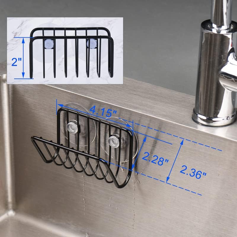 Toplife Sponge Holder for Kitchen Sink, Stainless Steel Suction Cup Sponge Caddy - Silver