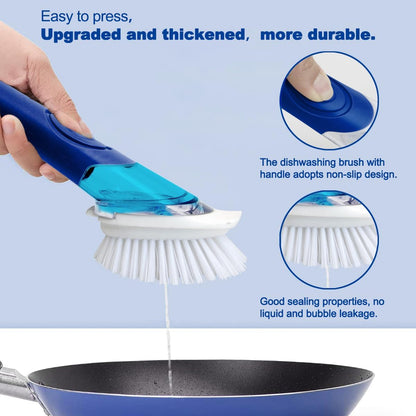 CELOX Dish Brush with Soap Dispenser for Cleaning Pots, Dishes, Bowls, Gray
