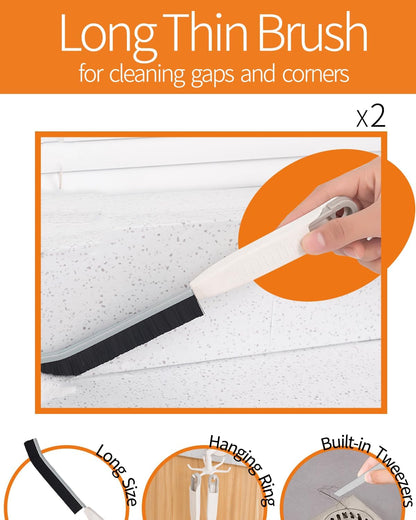 Window Sill Cleaner Tool - Hard Bristle Crevice Cleaning Brush, Multifunctional Gap Scrub Brush, Window, Home Essentials, Bathroom Cleaner Tools for Household Use, Kitchen - 8PCS