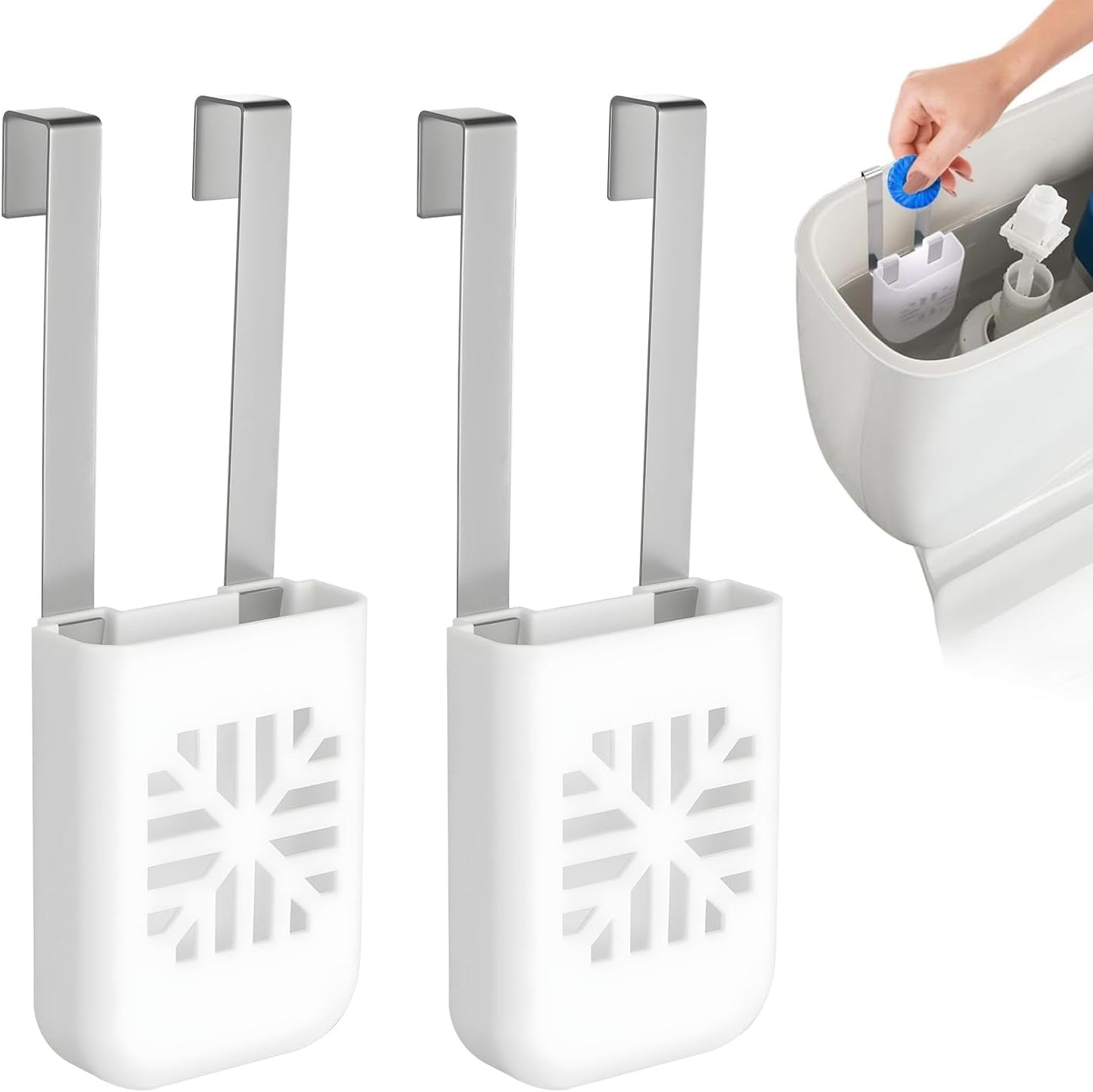 Toilet Tank Tablet Holder, Versatile Toilet Bowl Hanging Cleaner and Deodorizer Hanger, Prevents Flapper Jams & Residue, Extends Life of Drop-in Cleaner Tablets -1PCS
