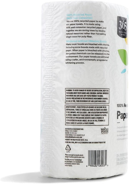 365 by Whole Foods Market, 100% Recycled Jumbo Paper Towels, Ultra-Strong, 135 Sheets per Roll, 3 Count