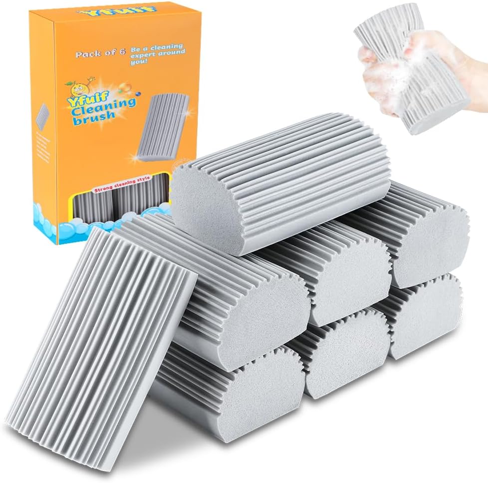 2-Pack Damp Duster Sponge for Clean, Magic Sponge Eraser Baseboard Cleaner Tool, Dusters for Cleaning Blinds, Glass, Vents, Railings, Mirrors,Window Track Grooves and Faucets