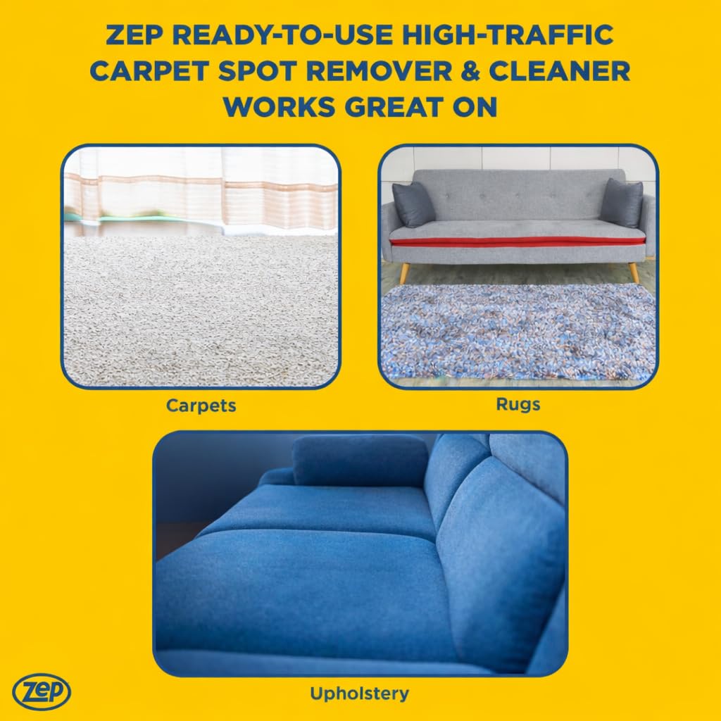 Zep High-Traffic Carpet Spot Remover 1 Gal (1 Unit) & Carpet Shampoo Concentrate 1 Gal (1 Unit) ECBD011- Complete Carpet Care Made Easy With Stain Treatment & Deep Carpet Shampoo Cleaner