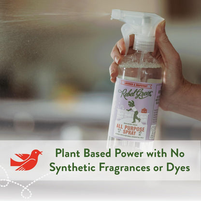 Rebel Green Natural All-Purpose Cleaning Spray - Plant-Derived Multi-Surface Cleaner with Essential Oils for Kitchen, Bath, Countertops and More - Peppermint & Lemon Scent - 16 oz - 1 Pack