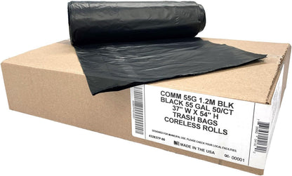 Ultrasac Heavy Duty 55 Gallon Clear Trash Bags - (Value 50 Pack) - 1.2 MIL equivalent Industrial Strength Plastic 37" x 54" for 50-55 Gal Cans -Fits Toter, Rubbermaid Brute, Carlislie Bronco etc.