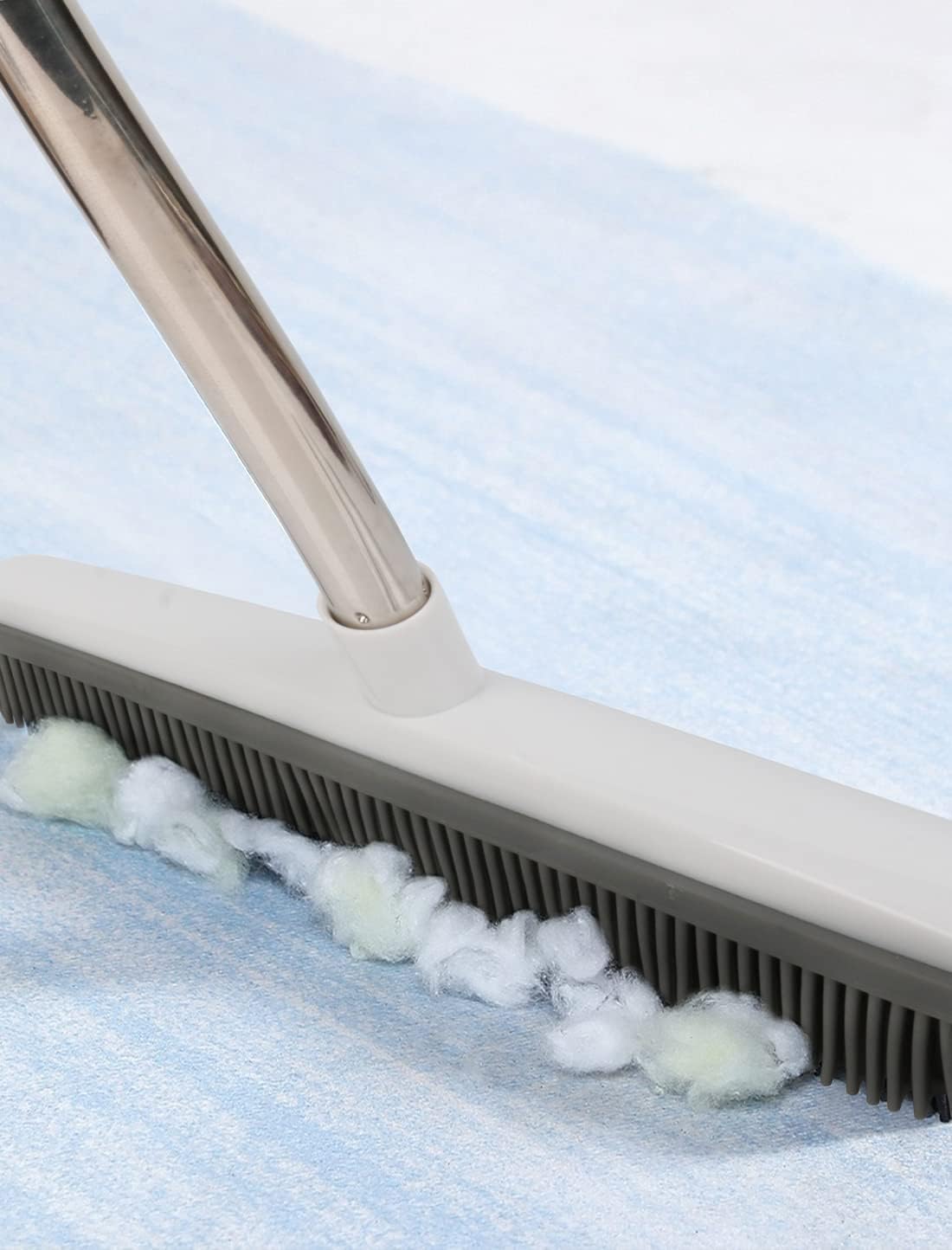 Pet Hair Rubber Broom with Squeegee for Carpet,Fur Remover Broom Carpet Rake for Pet Hair Removal, with 50" Long Handle