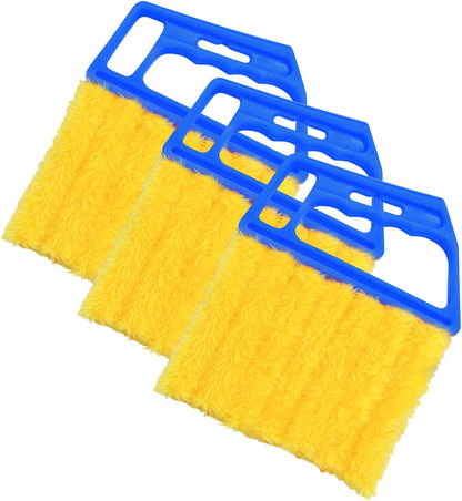 3PCS Car Window Blind Cleaner Duster Tool, 7 Fingers Microfiber Vehicle Handheld Shutter Dusting Cleaning Brush, Removable Auto Air Conditioner Vents Cleaner, Universal Fit (Yellow)