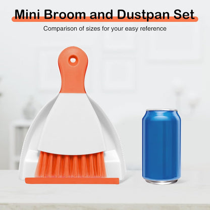 NACENA Mini Dustpan and Brush Set 2 Pack, Small Broom and Dustpan Set Dust Pan and Mini Hand Broom Dustpan and Broom Combo Compact for Home Table Keyboards Sofa Kitchen, Blue