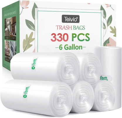 Teivio Small Trash Bags 4 Gallon 120 Counts Garbage Bags, Bathroom Trash Can Bin Liners, Small Plastic Bags for home office kitchen, fit 12-15 Liter, 3,3.5,4.5 Gal, Clear