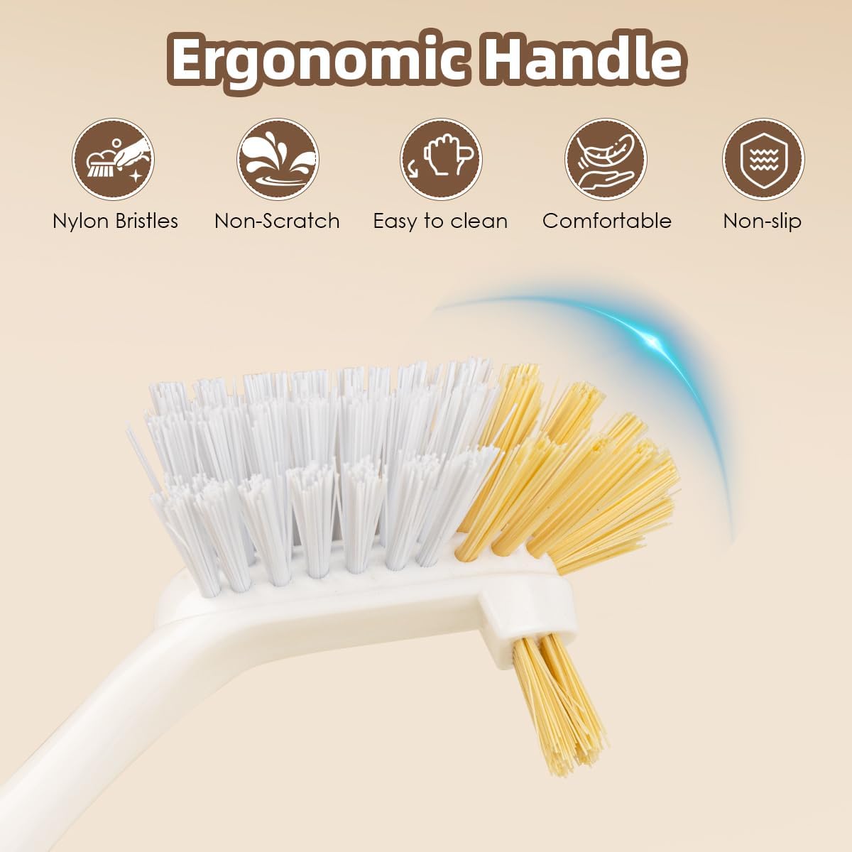 5 Pack Kitchen Dish Brush Set with 2 Dish Brush, Palm Scrub Brush and 2 Straw Brush for Kitchen Dishes Bottle Cup Pot Pans and Straws