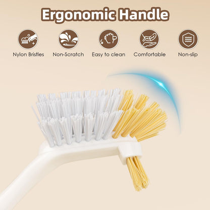 5 Pack Kitchen Dish Brush Set with 2 Dish Brush, Palm Scrub Brush and 2 Straw Brush for Kitchen Dishes Bottle Cup Pot Pans and Straws