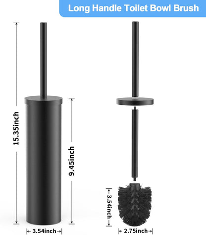 Stainless Steel Toilet Brush and Holder Set Oil Rubbed Matte Black Heavy Duty Toilet Bowl Brush with Long Handle for Bathroom and Farmhouse