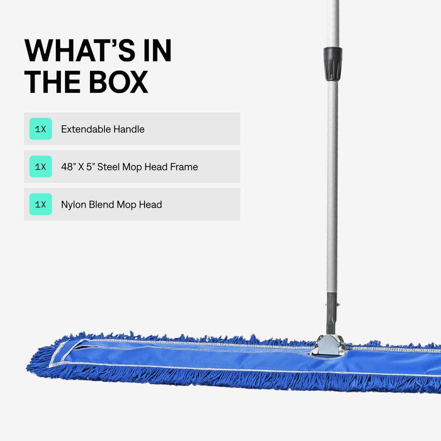 48 Inch Blue Commercial Dust Mop & Floor Sweeper with Extendable Handle – Mop for Hardwood, Tile, and Concrete Floor Cleaning