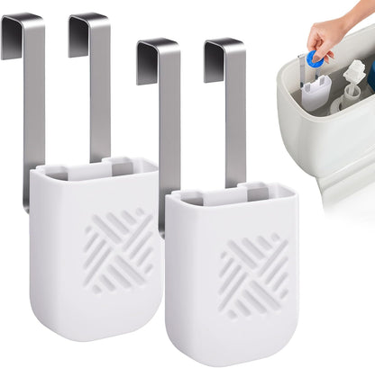 moonoom 2Pcs Toilet Tank Cleaning Tablet Holder,3.7'' x 2.9'' x 0.7'' Toilet Tank Bleach Tablet Bracket, Hanging Toilets Bowl Cleaner Carrier for Preventing Dissolved Residue From Polluting Water Tank