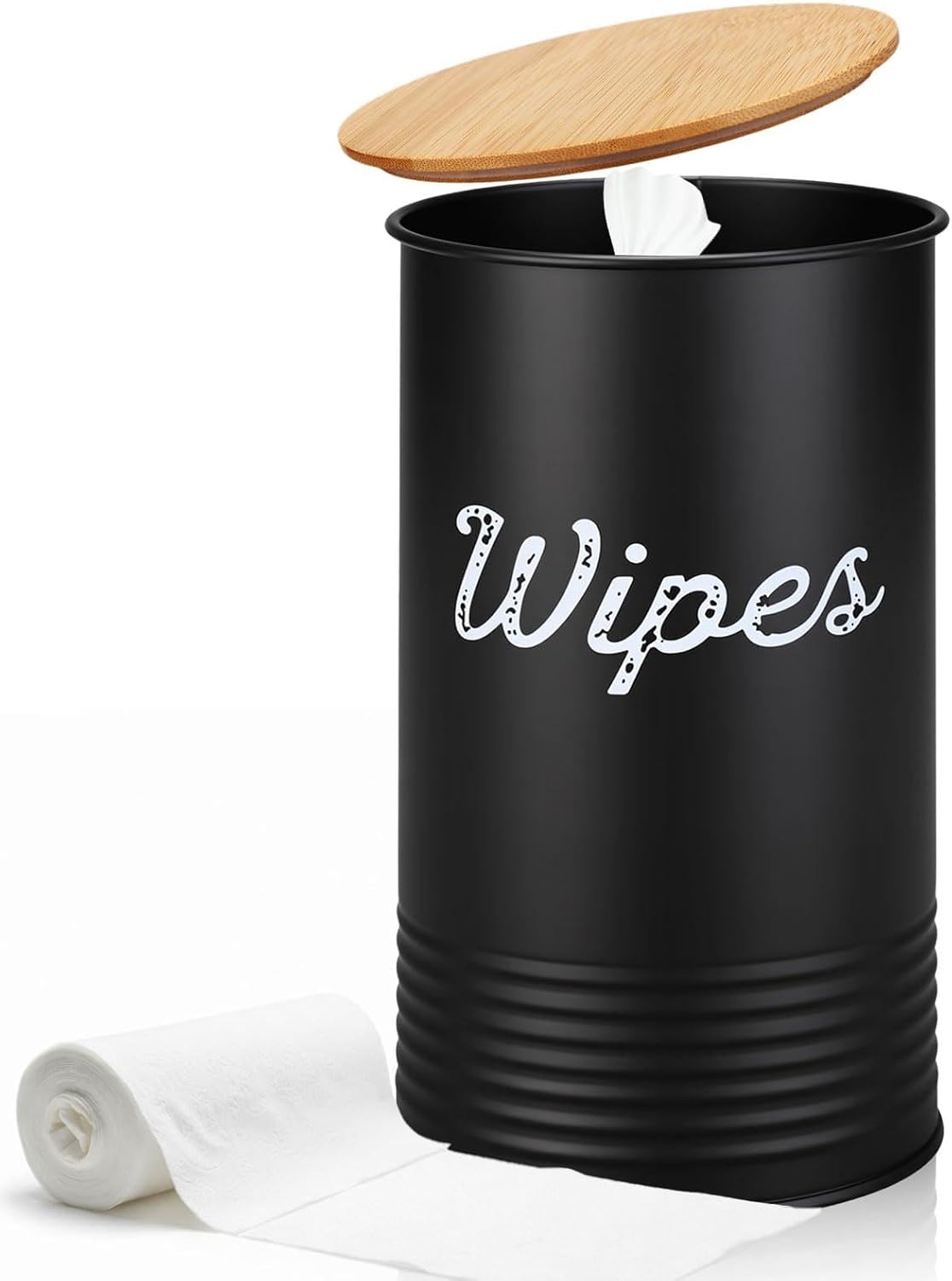 Wipe Holder with Bamboo Lid for Kitchen Disinfectant Wipes Dispenser Farmhouse Countertop Sanitizing Wipe Metal Storage Container Organizer Caddy Bathroom Office up to 80 Cont(Pink)